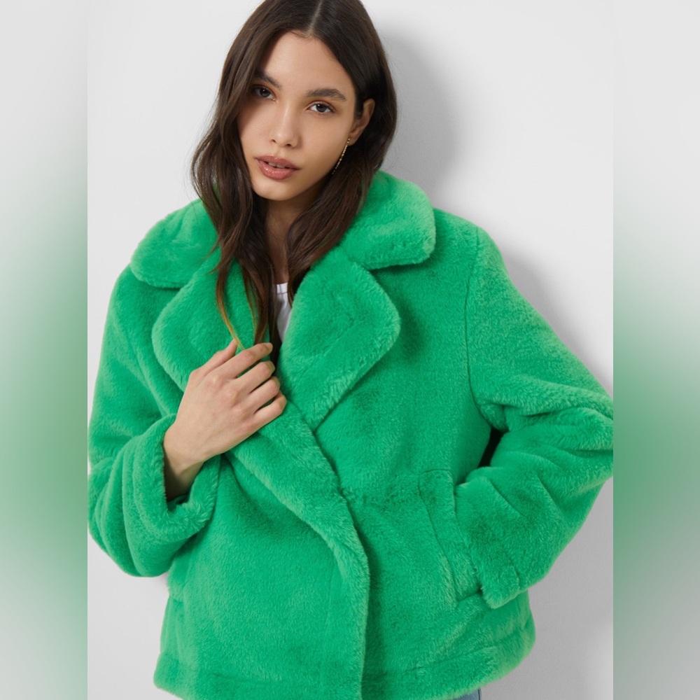 French Connection green faux  fur jacket